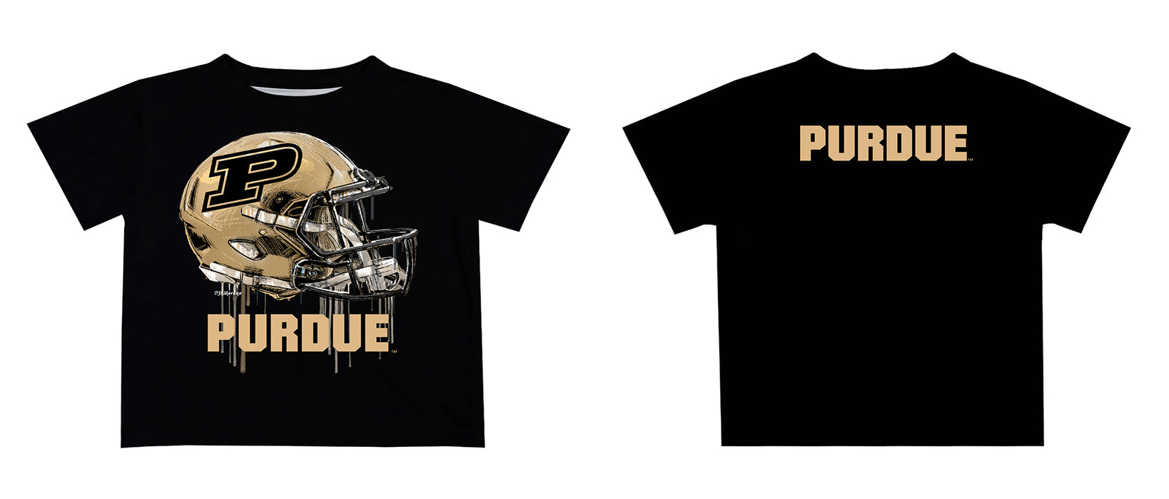 Purdue University Boilermakers Original Dripping Football Helmet T-Shirt by Vive La Fete - Vive La Fête - Online Apparel Store
