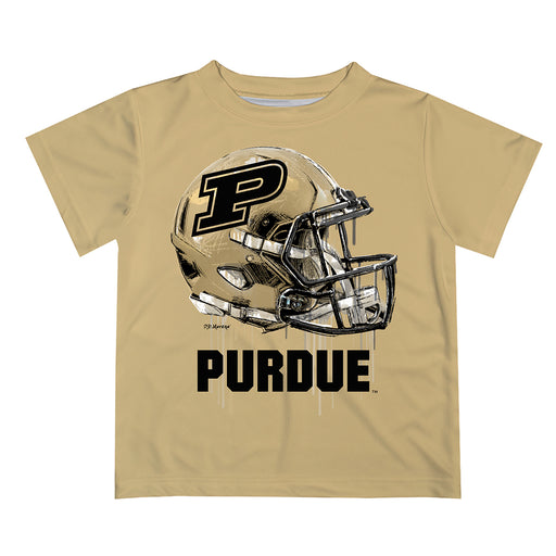 Purdue University Boilermakers Original Dripping Football Helmet Beige T-Shirt by Vive La Fete
