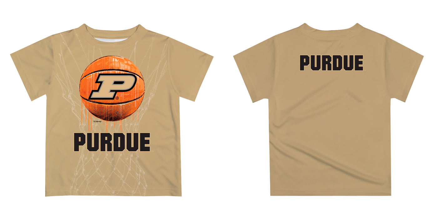 Purdue University Boilermakers Original Dripping Basketball Beige T-Shirt by Vive La Fete - Vive La Fête - Online Apparel Store