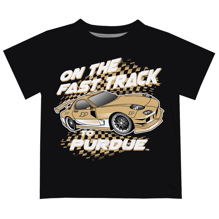Purdue University Boilermakers Vive La Fete Fast Track Boys Game Day Black Short Sleeve Tee