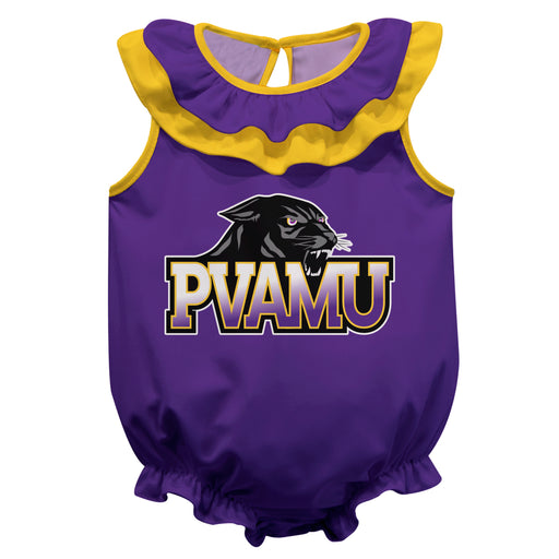 Praire View A&M University Panthers PVAMU Purple Sleeveless Ruffle Onesie Logo Bodysuit by Vive La Fete