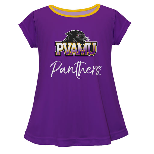 Praire View A&M Panthers PVAMU Vive La Fete Girls Game Day Short Sleeve Purple Top with School Logo and Name