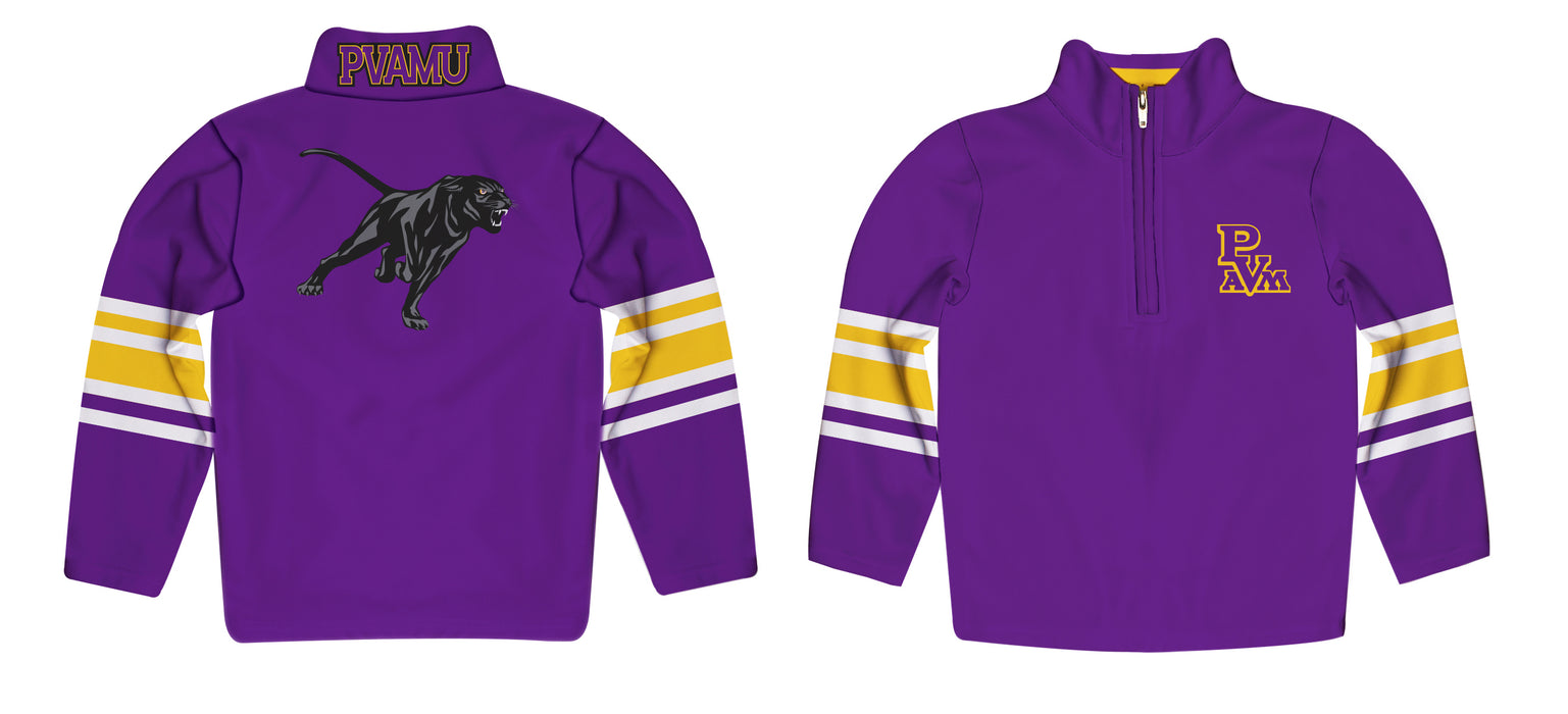 Prairie View A&M Panthers PVAMU Vive La Fete Game Day Purple Quarter Zip Pullover Stripes on Sleeves - Vive La Fête - Online Apparel Store