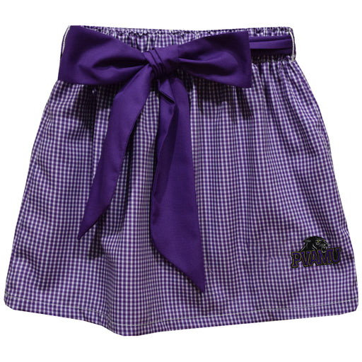 Prairie View AM University Panthers PVAMU Embroidered Purple Gingham Skirt with Sash