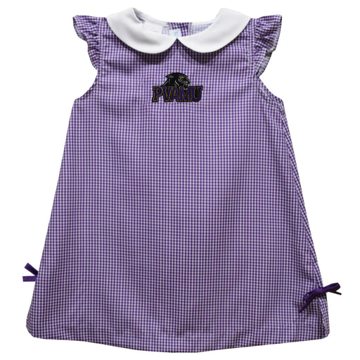 Prairie View AM University Panthers PVAMU Embroidered Purple Gingham A Line Dress