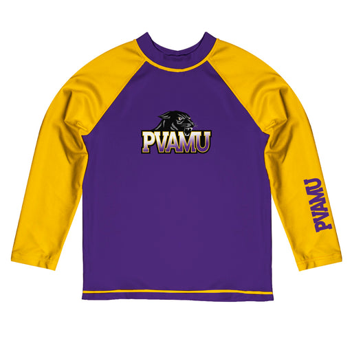 Prairie View A&M Panthers PVAMU Vive La Fete Purple Gold Long Sleeve Raglan Rashguard