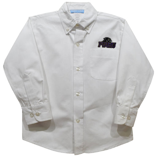 Prairie View AM Embroidered White Long Sleeve Button Down Shirt