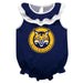Quinnipiac University Bobcats Navy Sleeveless Ruffle Onesie Logo Bodysuit by Vive La Fete