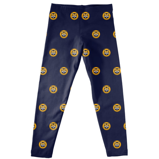 Quinnipiac Bobcats Vive La Fete Girls Game Day All Over Logo Elastic Waist Classic Play Blue Leggings Tights