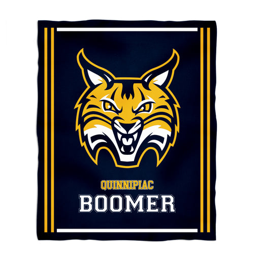 Quinnipiac University Bobcats Vive La Fete Kids Game Day Navy Plush Soft Minky Blanket 36 x 48 Mascot