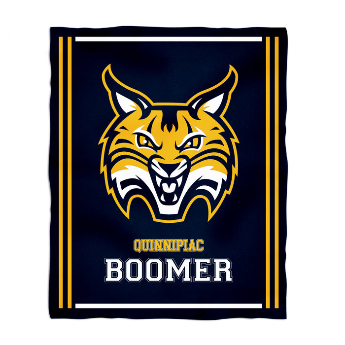 Quinnipiac University Bobcats Vive La Fete Kids Game Day Navy Plush Soft Minky Blanket 36 x 48 Mascot