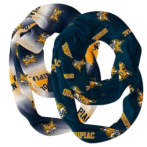 Quinnipiac Bobcats Vive La Fete All Over Logo Game Day Collegiate Women Set of 2 Light Weight Ultra Soft Infinity Scarfs