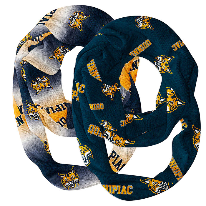 Quinnipiac Bobcats Vive La Fete All Over Logo Game Day Collegiate Women Set of 2 Light Weight Ultra Soft Infinity Scarfs