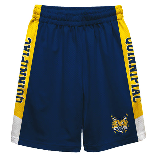 Quinnipiac Bobcats Vive La Fete Game Day Navy Stripes Boys Solid Gold Athletic Mesh Short
