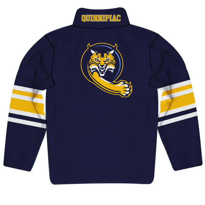 Quinnipiac Bobcats Vive La Fete Game Day Navy Quarter Zip Pullover Stripes on Sleeves - Vive La Fête - Online Apparel Store