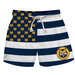 Quinnipiac Bobcats Vive La Fete Game Day Navy White Gold Flag Swimtrunks V1