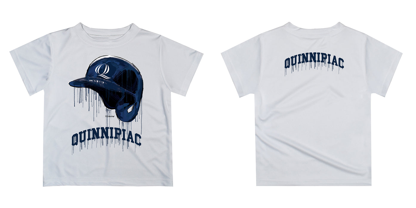 Quinnipiac Bobcats Original Dripping Baseball Helmet Gold T-Shirt by Vive La Fete - Vive La Fête - Online Apparel Store