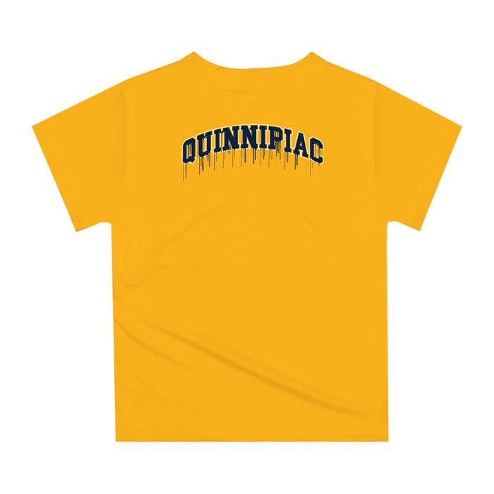 Quinnipiac Bobcats Original Dripping Baseball Helmet Gold T-Shirt by Vive La Fete - Vive La Fête - Online Apparel Store