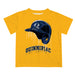 Quinnipiac Bobcats Original Dripping Baseball Helmet Gold T-Shirt by Vive La Fete