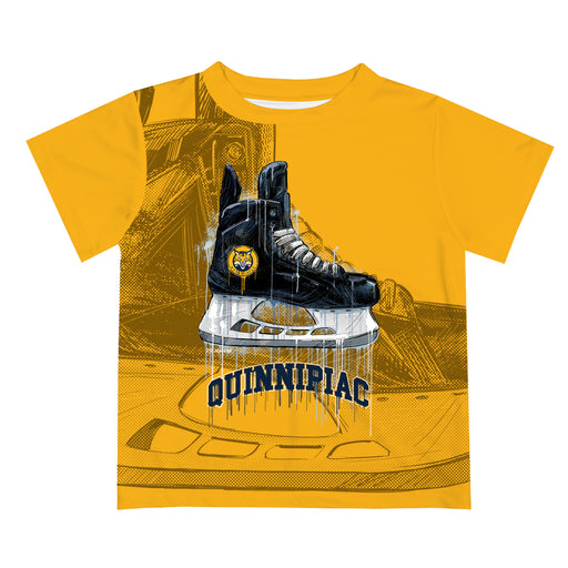 Quinnipiac Bobcats Original Dripping Hockey Gold T-Shirt by Vive La Fete