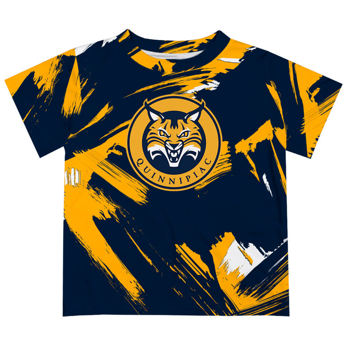 Quinnipiac University Bobcats Vive La Fete Boys Game Day Navy Short Sleeve Tee Paint Brush
