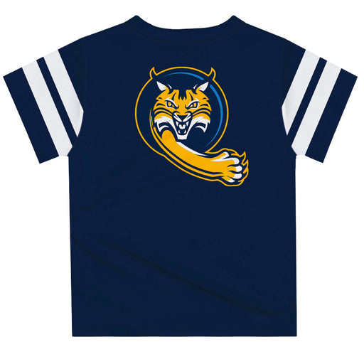 Quinnipiac Bobcats Vive La Fete Boys Game Day Navy Short Sleeve Tee with Stripes on Sleeves - Vive La Fête - Online Apparel Store