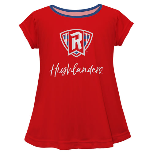 Radford University Highlanders Vive La Fete Girls Game Day Short Sleeve Red Top with School Logo and Name