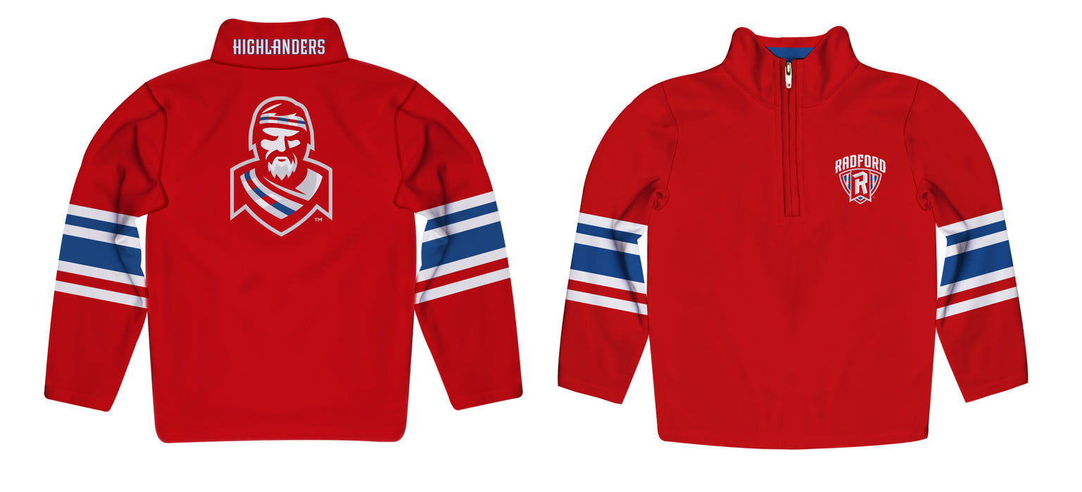Radford University Highlanders Vive La Fete Game Day Red Quarter Zip Pullover Stripes on Sleeves - Vive La Fête - Online Apparel Store