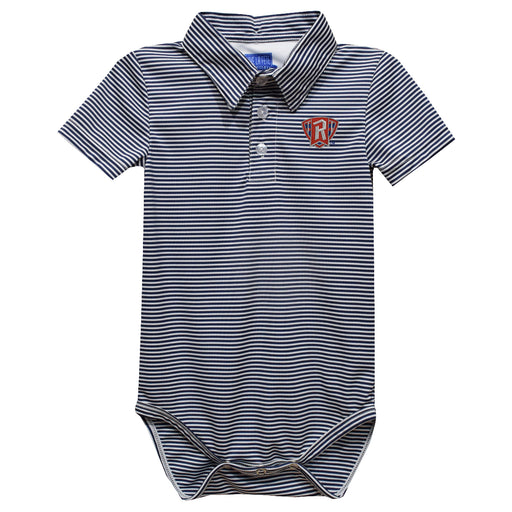 Radford University Highlanders Embroidered Navy Stripe Knit Polo Onesie