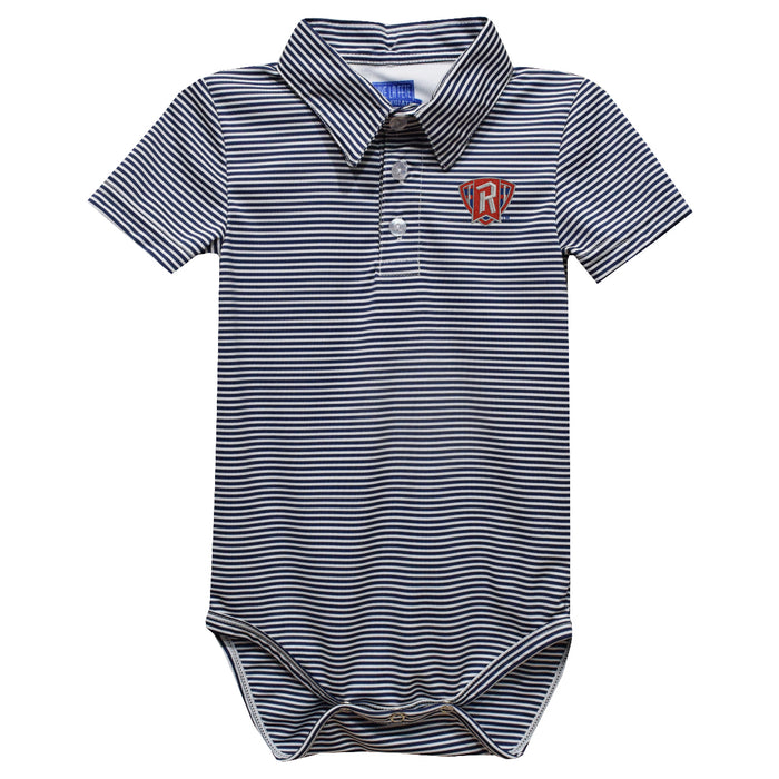 Radford University Highlanders Embroidered Navy Stripe Knit Polo Onesie
