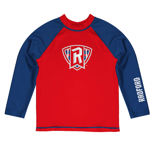 Radford Highlanders Vive La Fete Logo Red Blue Long Sleeve Raglan Rashguard
