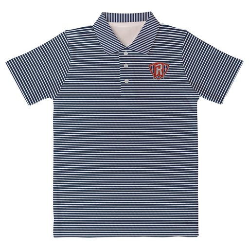 Radford University Highlanders Embroidered Navy Stripes Short Sleeve Polo Box Shirt