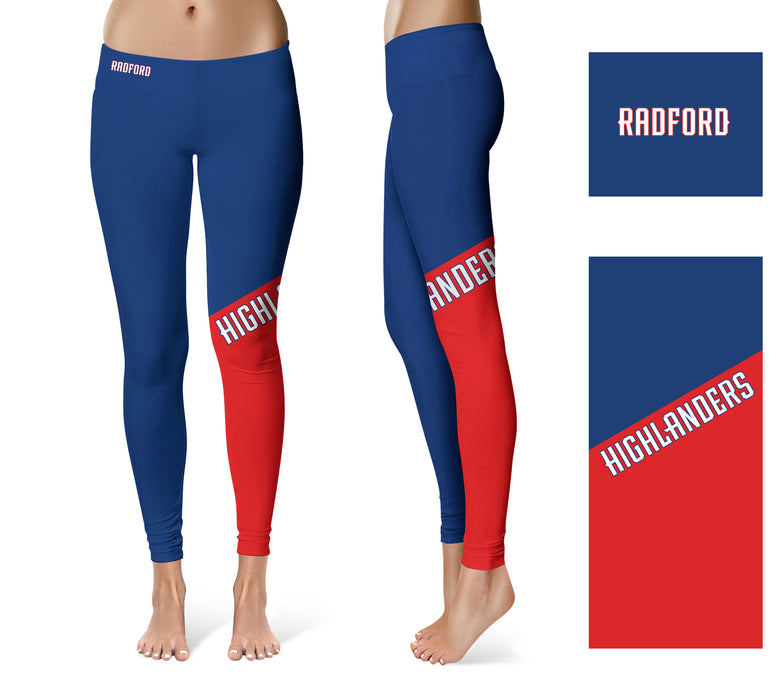 Radford University Highlanders Vive La Fete Game Day Collegiate Leg Color Block Women Blue Red Yoga Leggings - Vive La Fête - Online Apparel Store