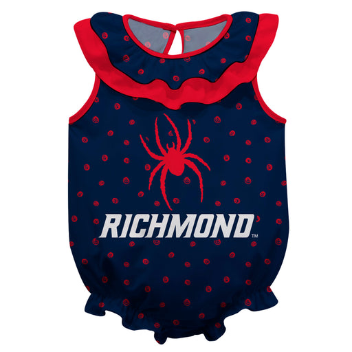 Richmond Spiders Swirls Blue Sleeveless Ruffle Onesie Logo Bodysuit
