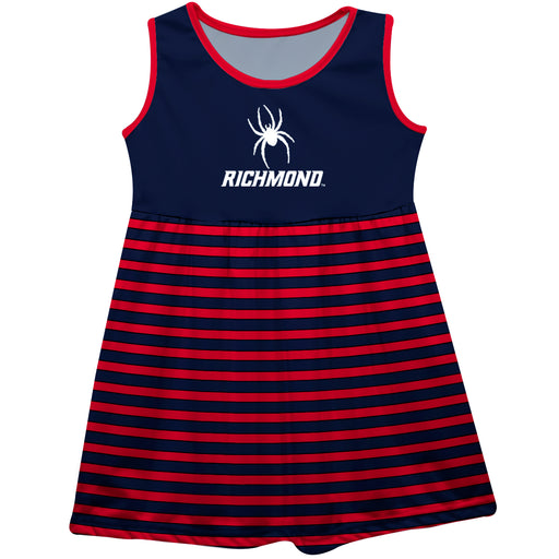 University of Richmond Spiders Vive La Fete Girls Game Day Sleeveless Tank Dress Solid Blue Logo Stripes on Skirt