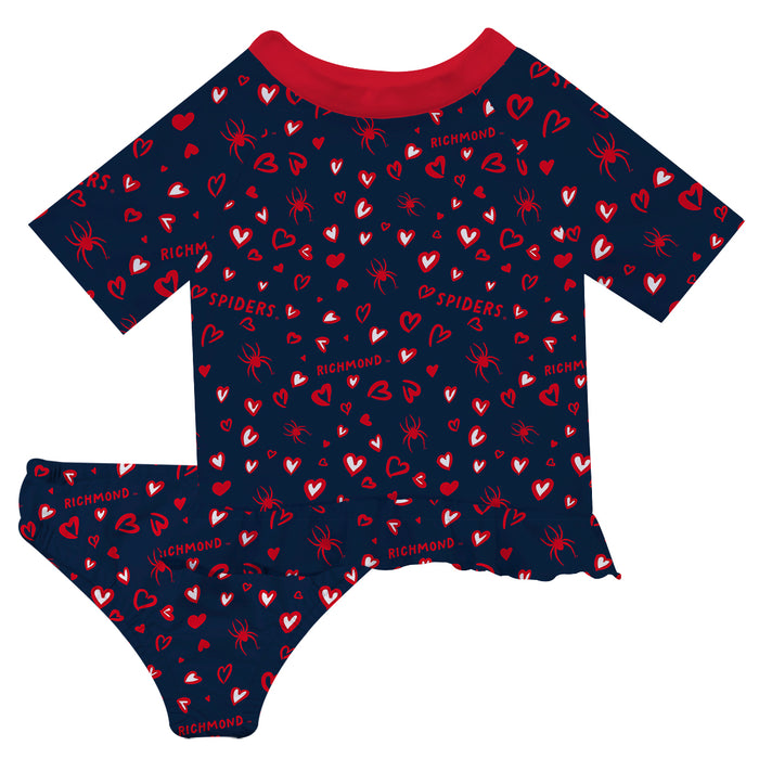 University of Richmond Spiders Vive La Fete All Over Logo Blue Long Sleeve Bikini Set