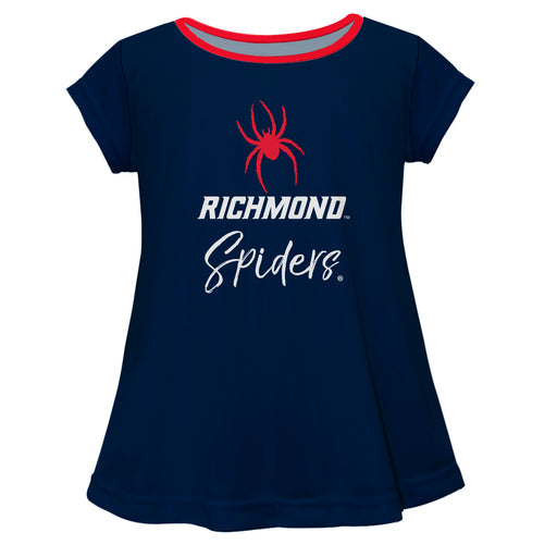 Richmond Spiders Vive La Fete Girls Game Day Short Sleeve Blue Top with School Logo and Name