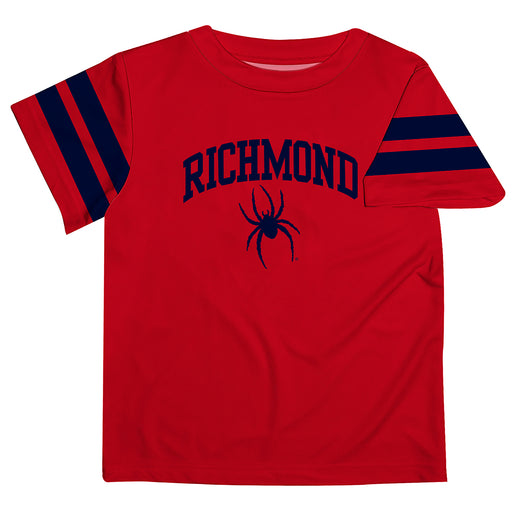 Richmond Spiders Vive La Fete Boys Game Day Red Short Sleeve Tee with Stripes on Sleeves