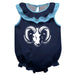 Rhode Island Rams Navy Sleeveless Ruffle Onesie Logo Bodysuit by Vive La Fete