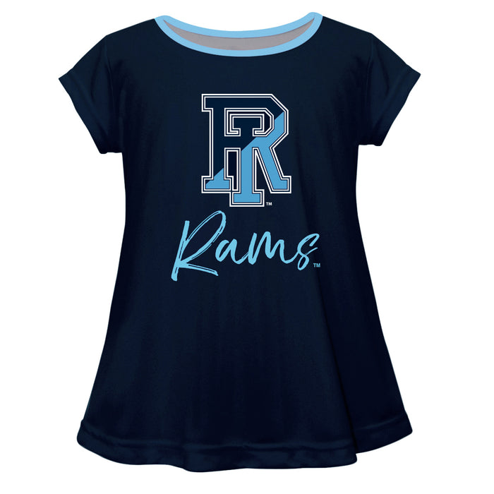 Rhode Island Rams Vive La Fete Girls Game Day Short Sleeve Navy Top with School Logo and Name - Vive La Fête - Online Apparel Store
