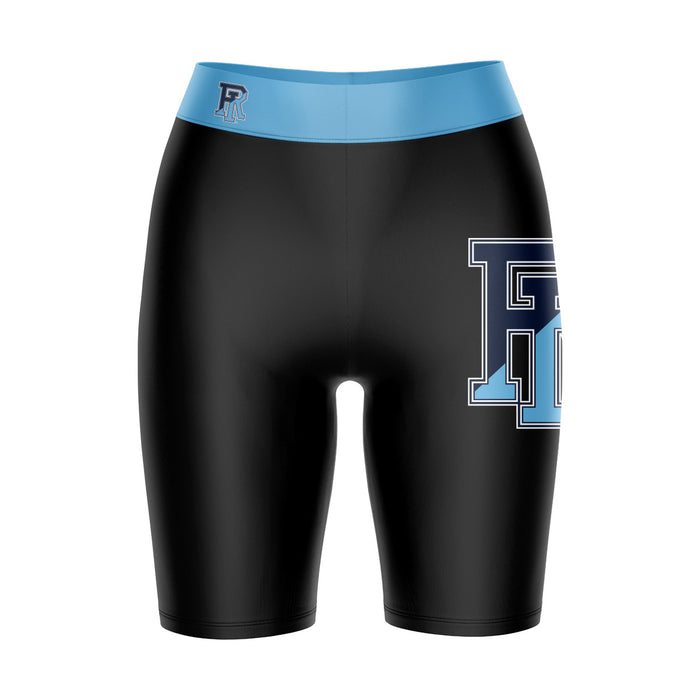 Rhode Island Rams Vive La Fete Game Day Logo on Thigh and Waistband Black and Light Blue Women Bike Short 9 Inseam"