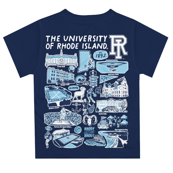 Rhode Island Rams Hand Sketched Vive La Fete Impressions Artwork Boys Navy Short Sleeve Tee Shirt - Vive La Fête - Online Apparel Store