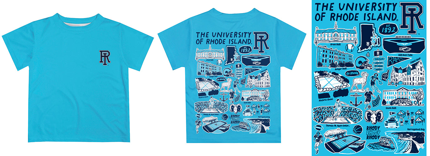 Rhode Island Rams Hand Sketched Vive La Fete Impressions Artwork Boys Navy Short Sleeve Tee Shirt - Vive La Fête - Online Apparel Store