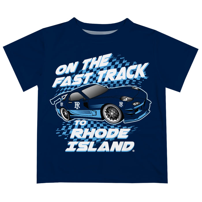 Rhode Island Rams Vive La Fete Fast Track Boys Game Day Navy Short Sleeve Tee