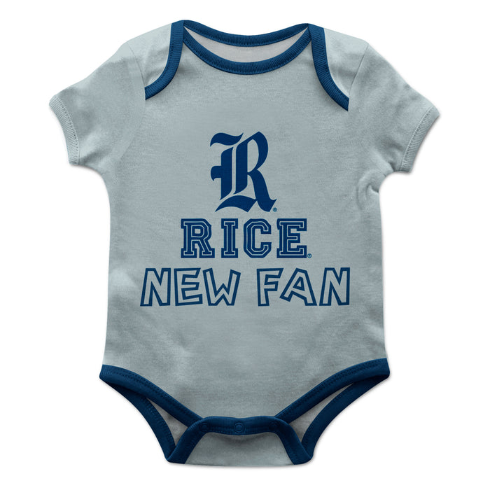 Rice Owls Vive La Fete Infant Game Day Gray Short Sleeve Onesie New Fan Logo and Mascot Bodysuit