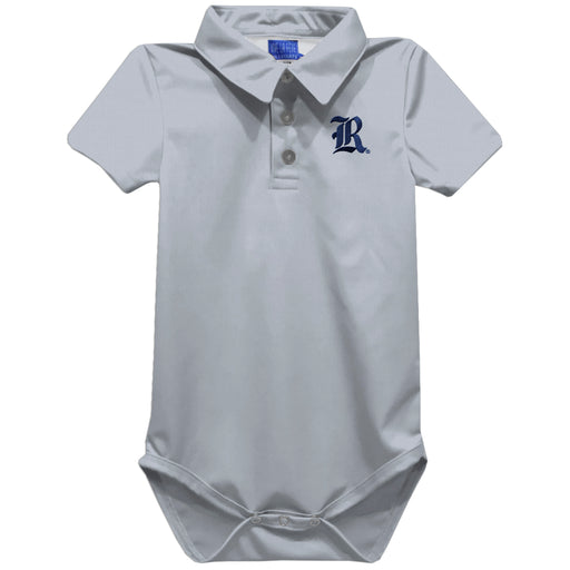Rice University Owls Embroidered Gray Solid Knit Polo Onesie
