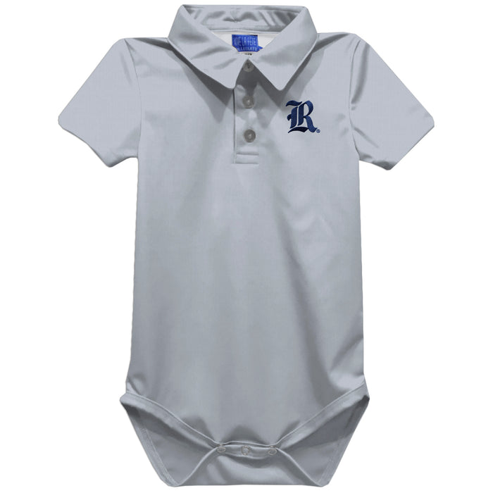 Rice University Owls Embroidered Gray Solid Knit Polo Onesie