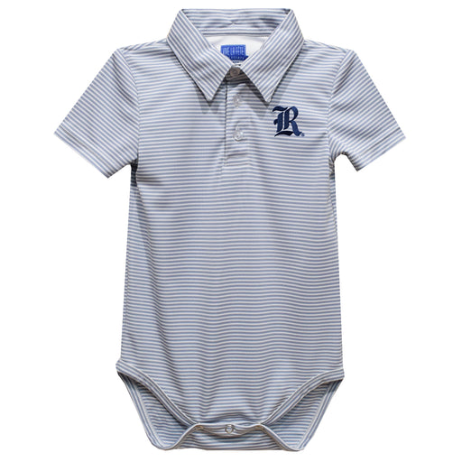 Rice University Owls Embroidered Gray Stripe Knit Polo Onesie