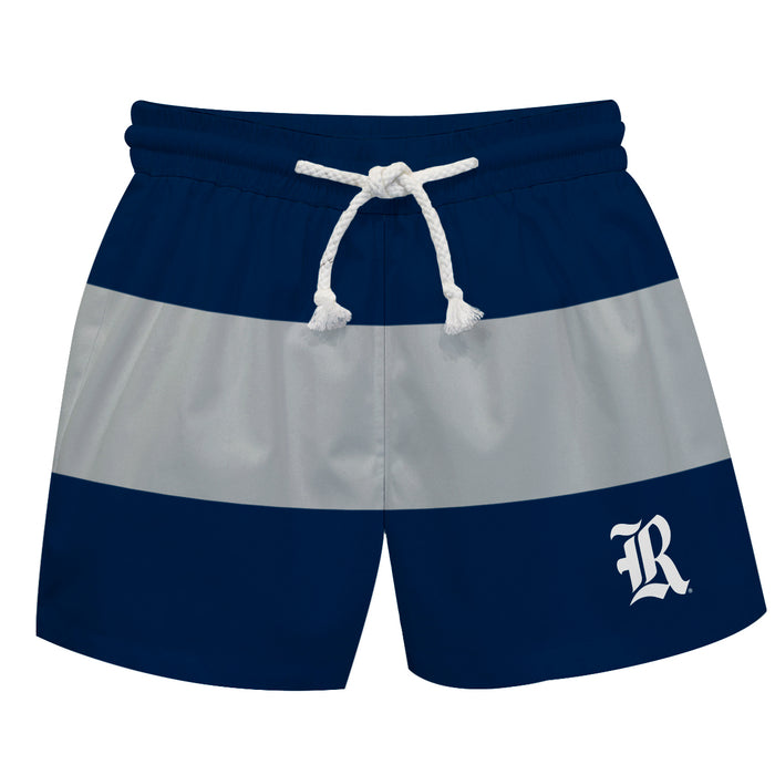 Rice Owls Vive La Fete Blue Gray Stripes Swimtrunks V2