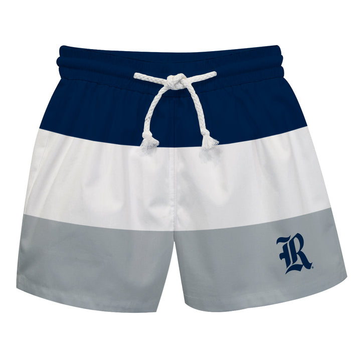 Rice Owls Vive La Fete Blue White Gray Stripes Swimtrunks V1